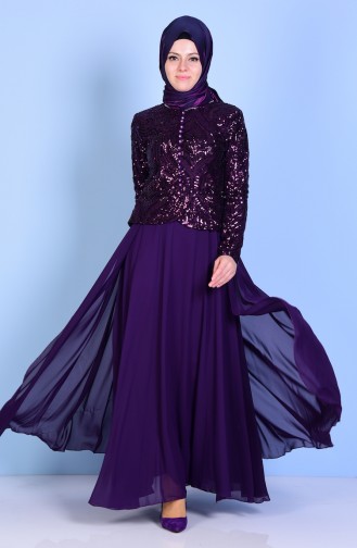 Sequin Evening Dress 5086-06 Purple 5086-06