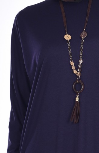 Bat Sleeve Dress with Necklace 1495-03 Purple 1495-03
