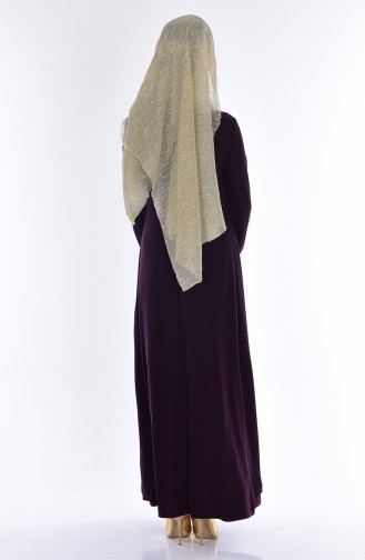 Lace Detailed Chiffon Dress 99088-02 Purple 99088-02