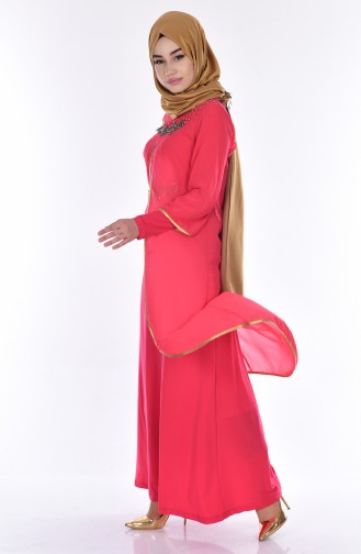 Vermilion Hijab Evening Dress 7003-02