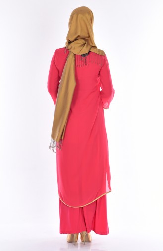 Vermilion Hijab Evening Dress 7003-02