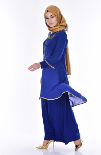 Saxon blue İslamitische Avondjurk 7003-04