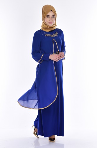 Saxon blue İslamitische Avondjurk 7003-04