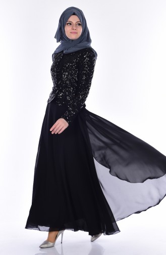 Sequin Evening Dress 5086-02 Black 5086-02