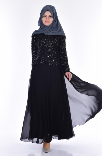 Sequin Evening Dress 5086-02 Black 5086-02