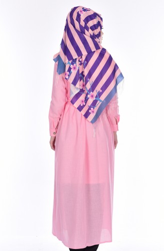 Belted Pleated Long Tunic 1001-01 Pink Dust 1001-01