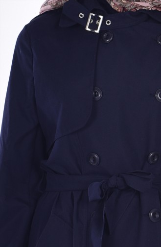 Buttoned Trenchcoat 4426-03 Navy Blue 4426-03