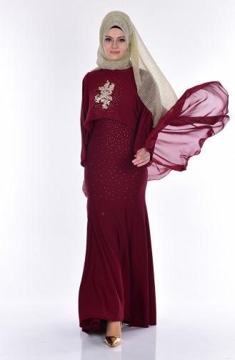 Evening Dress with Cape 7007-02 Claret Red 7007-02