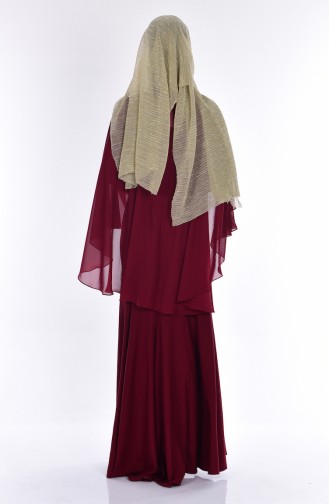 Evening Dress with Cape 7007-02 Claret Red 7007-02