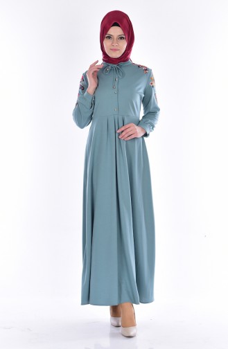 Nakışlı Dress 4173-01 Almond Green 4173-01