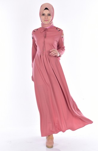 Robe Hijab Rose Pâle 4173-03