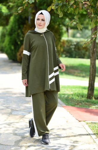 Islamic Sportswear Suit with Zipper 4202-07 Khaki 4202-07