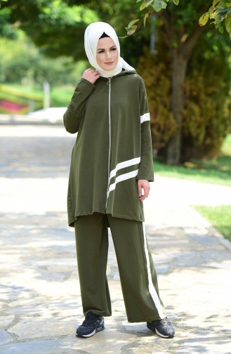 Islamic Sportswear Suit with Zipper 4202-07 Khaki 4202-07