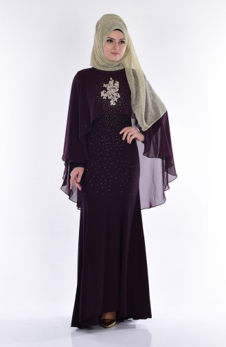 Dark Purple İslamitische Avondjurk 7007-01