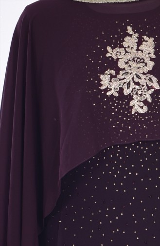 Dark Purple Hijab Evening Dress 7007-01