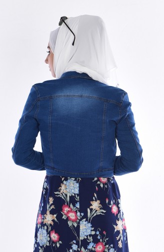 Denim Jacket with Buttons 6538-01 Navy Blue 6538-01
