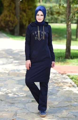 Islamic Sportswear Hoodie 17038-02 Navy Blue 17038-02