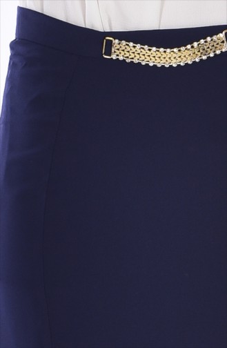 Stone Detailed Skirt 3157-02 Navy Blue 3157-02