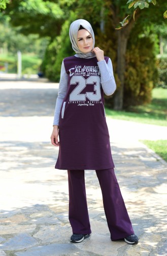 Islamic Sportswear with Print 0373-03 Maroon 0373-03