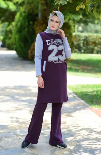 Islamic Sportswear with Print 0373-03 Maroon 0373-03