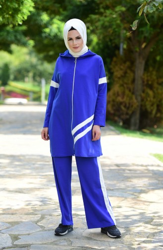 Islamic Sportswear Suit with Zipper 4202-05 Saxon Blue 4202-05