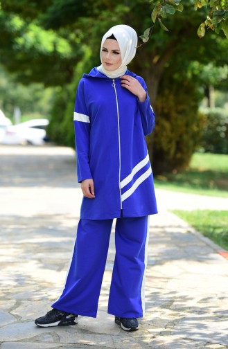 Islamic Sportswear Suit with Zipper 4202-05 Saxon Blue 4202-05