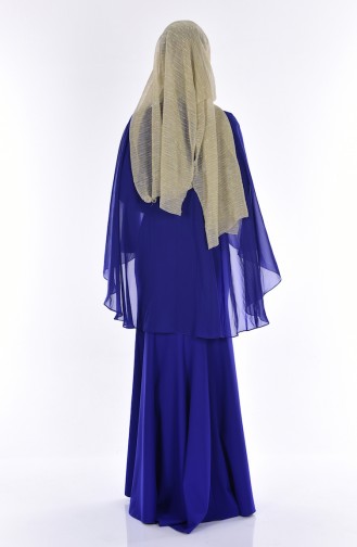 Evening Dress with Cape 7007-03 Saxon Blue 7007-03