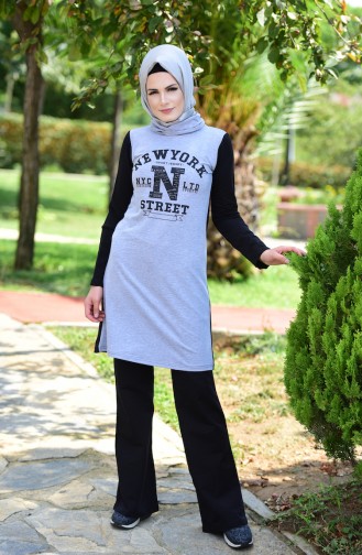 Islamic Sportswear with Print 0372-01 Black 0372-01