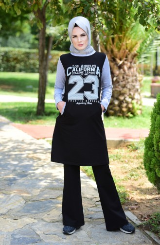 Islamic Sportswear with Print 0373-01 Black 0373-01