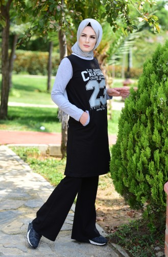 Islamic Sportswear with Print 0373-01 Black 0373-01