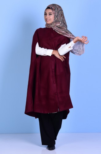 Poncho with Buttons 17571-04 Claret Red 17571-04