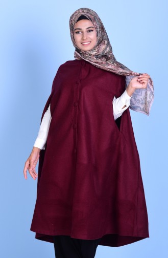 Poncho with Buttons 17571-04 Claret Red 17571-04
