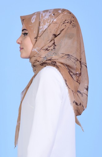 Decorated Cotton Scarf 50324-02 Milky Brown 02