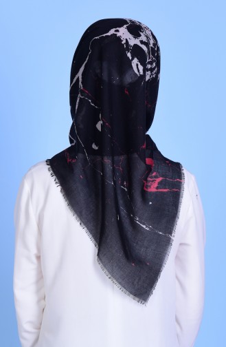Decorated Cotton Scarf 50324-13 Black Claret Red 13