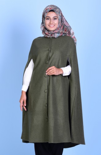 Poncho with Buttons 17571-03 Khaki Green 17571-03