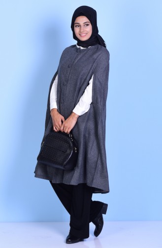 Poncho with Buttons 17571-07 Dark Grey 17571-07