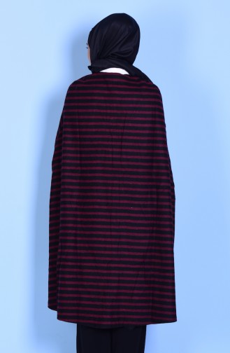 Poncho with Buttons 17571-11 Claret Red Black 17571-11