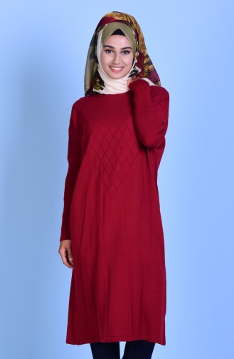 Yarasa Kol Triko Tunik 3924-08 Bordo 3924-08