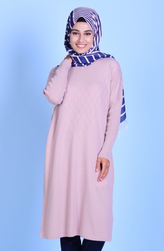 Yarasa Kol Triko Tunik 3924-02 Pudra 3924-02