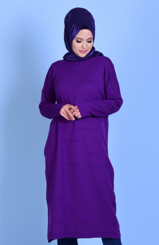 Bat Sleeves Knitwear Tunic 0103-07 Purple 0103-07