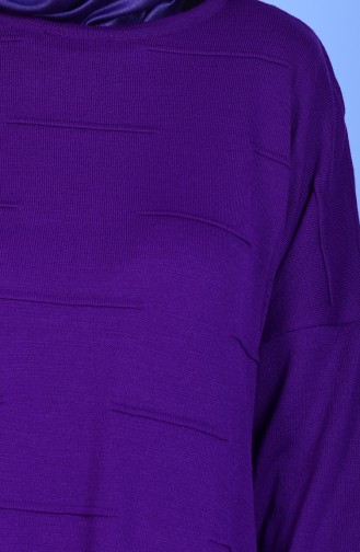 Bat Sleeves Knitwear Tunic 0103-07 Purple 0103-07