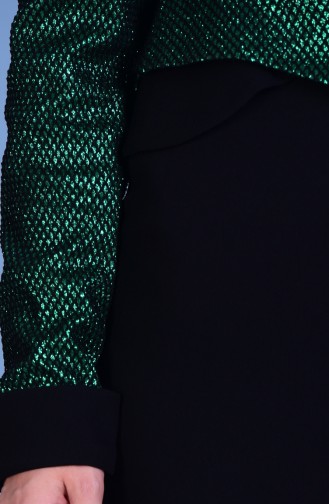 Simli Abiye Elbise 1005-01 Zümrüt Yeşil