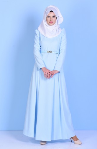 Baby Blue Hijab Dress 7132-03