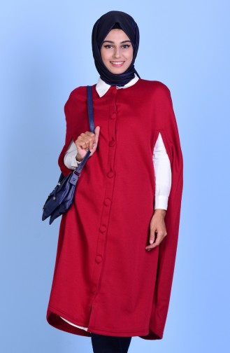 Poncho with Buttons 18191-04 Claret Red 18191-04