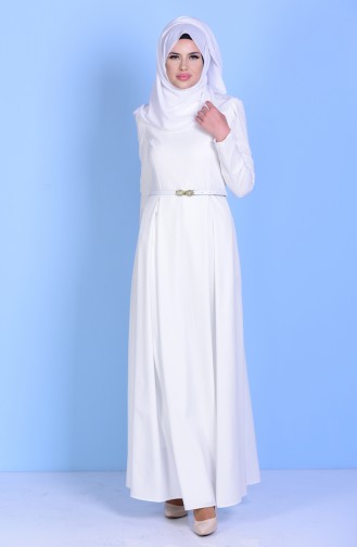 Ecru Hijab Dress 7132-02