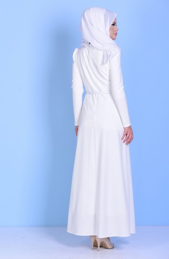 Ecru Hijab Dress 7132-02