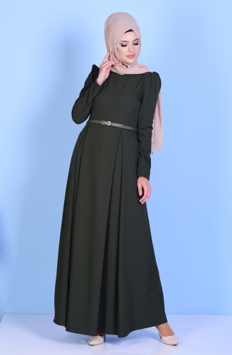 Khaki Hijab Dress 7132-04