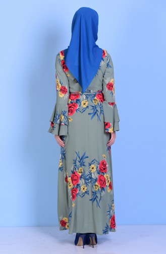 Decorated Crepe Dress 5007-02 Khaki 5007-02