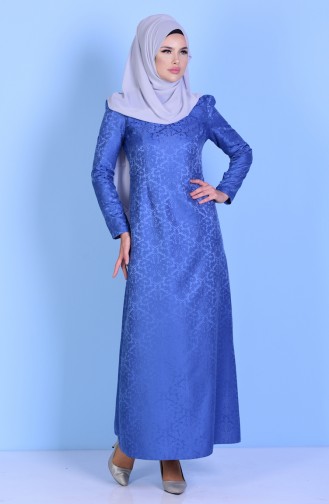 Kleid mit Jacquard 2772-16 İndigo 2772-16