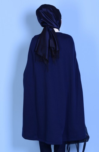 Poncho with Buttons 18191-06 Navy Blue 18191-06